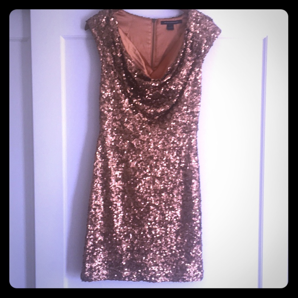 Bronze sequin French Connection party dress!